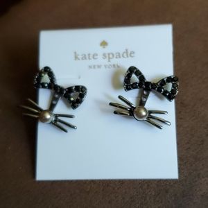Kate spade black cat earrings